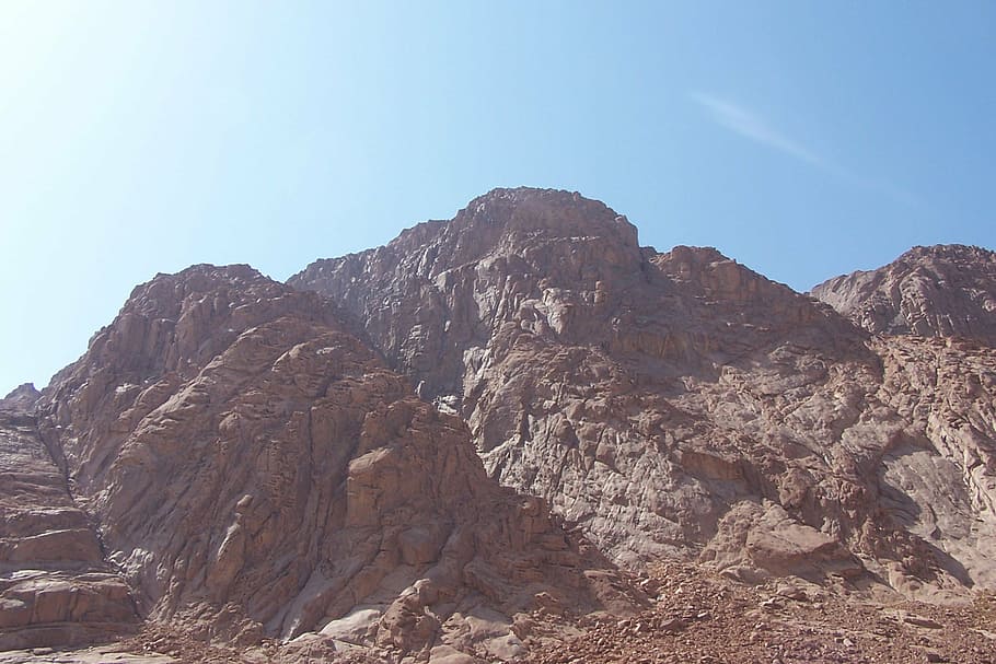 marrón, montaña, horizonte, vista, Monte Sinaí, montañas, rocas, sol, roca - objeto, naturaleza