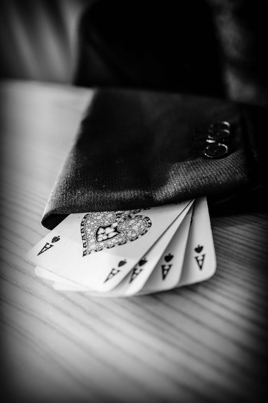 4 ace, spades, playing, cards, ace, sleeve, magician, poker, jacket, wood