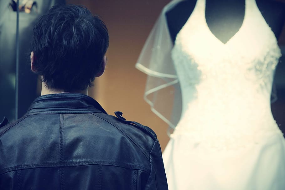 selective, focus photo, man, wearing, jacket, looking, white, dress, young, marry