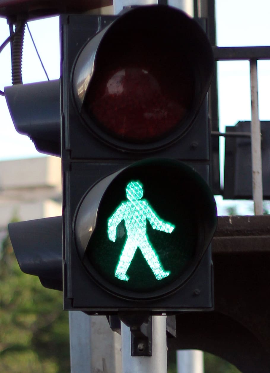 lampu lalu lintas, hijau, jalan kaki, pergi, tanda, lalu lintas, sinyal, jalan, rambu lalulintas, angkutan