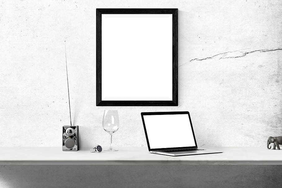 black wooden frame, poster mockup, mockup, poster, frame, template, interior, blank, space, desk