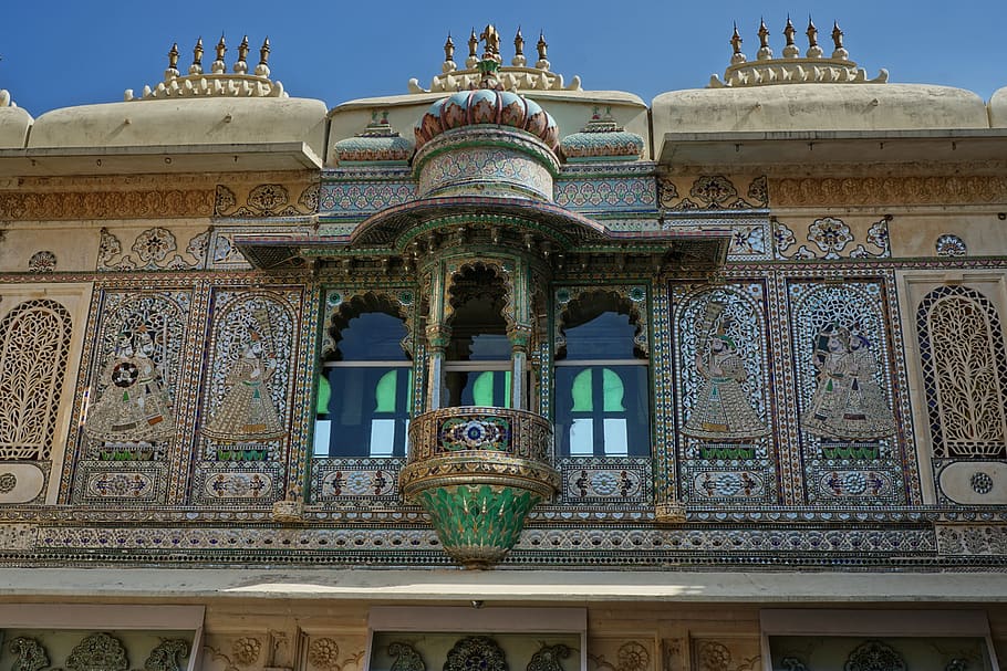 udaipur, city palace, india, architecture, travel, building, palace, old, places of interest, window