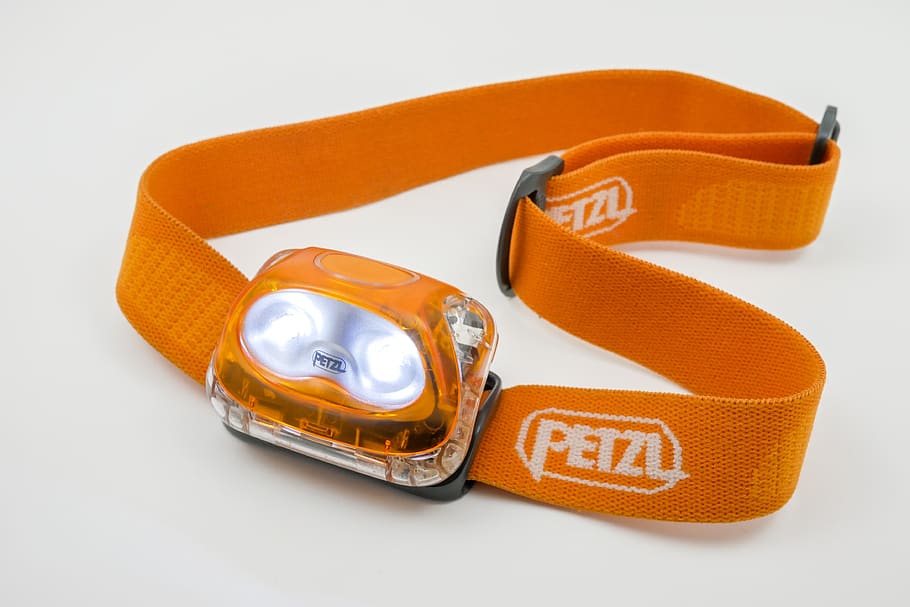 light, lights, flashlight, lumen, led, orange, white, reflector, modern, petzl