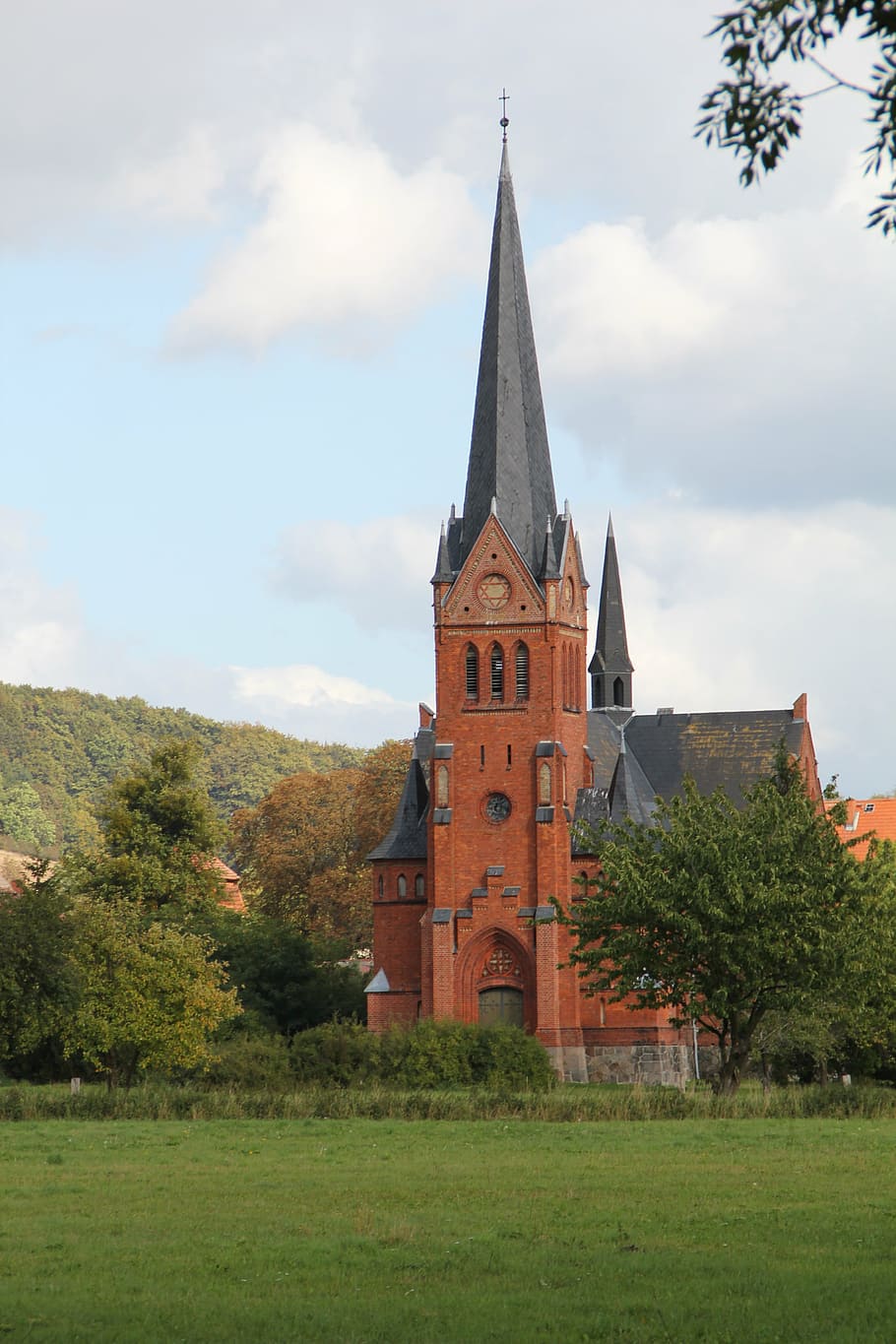 church, building, germany, tower, built structure, architecture, plant, tree, place of worship, building exterior