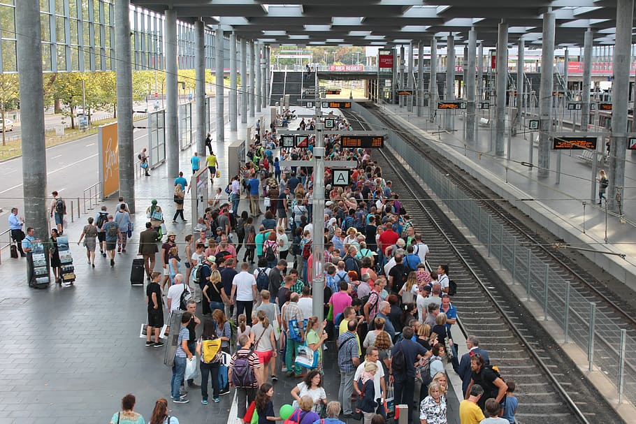 pessoas, estação de trem, grupo de pessoas, estação ferroviária, parar, multidões, aguarde, plataforma, transporte, multidão