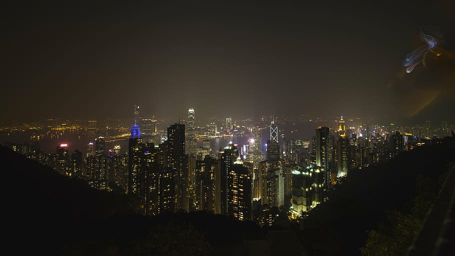 edificios de la ciudad, noche, hong kong, ciudad, futuro, urbano, paisaje urbano, edificio, horizonte, asia