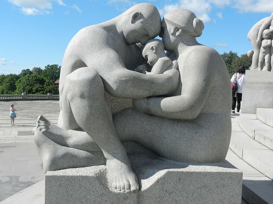 art, family, stone, sculpture, vigeland installation, frogner park, oslo, norway, statue, art and craft