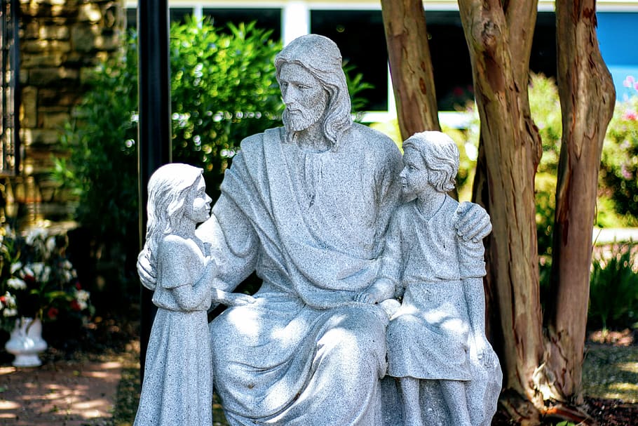 Estatua de Jesucristo, Jesucristo, Estatua, Niños, Católica, Virginia, escultura, representación humana, día, espiritualidad