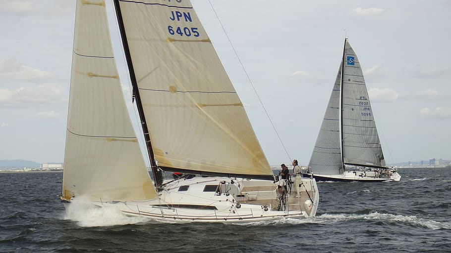 sailing, yacht, yacht racing, sea, wind, sail, sky, nautical vessel, water, transportation