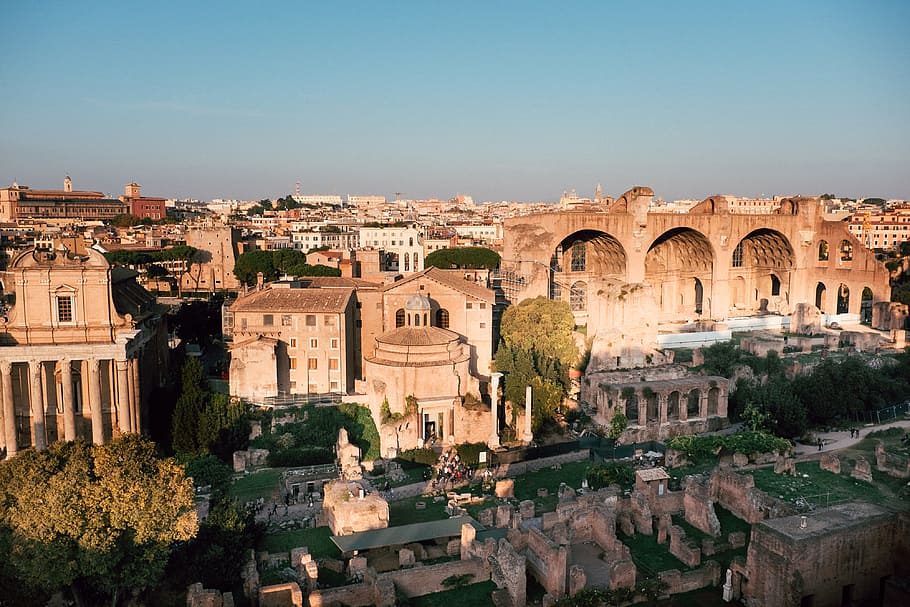 Vista, Fórum Romano, arquitetura e paisagem urbana, locais de viagem, coliseu, roma - Itália, itália, romano, anfiteatro, arquitetura