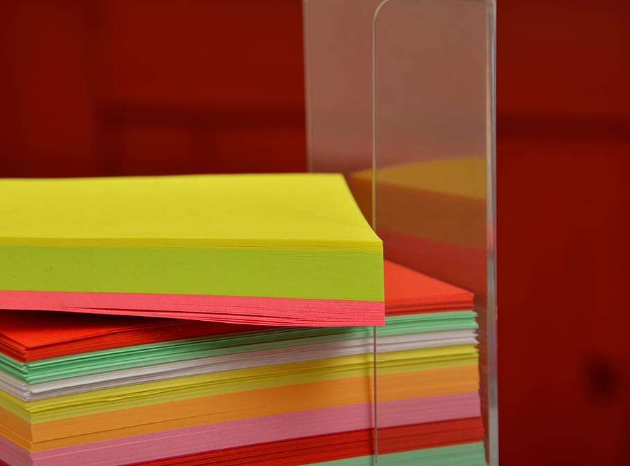 stack, assorted-color, stick, notes, list, zettelbox, note, leaves, colorful, office accessories