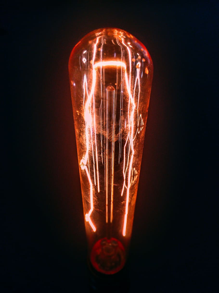 bulbo, calor, luz, lâmpada, iluminação, laranja, vermelho, distrito da luz vermelha, centro das atenções, brilhando