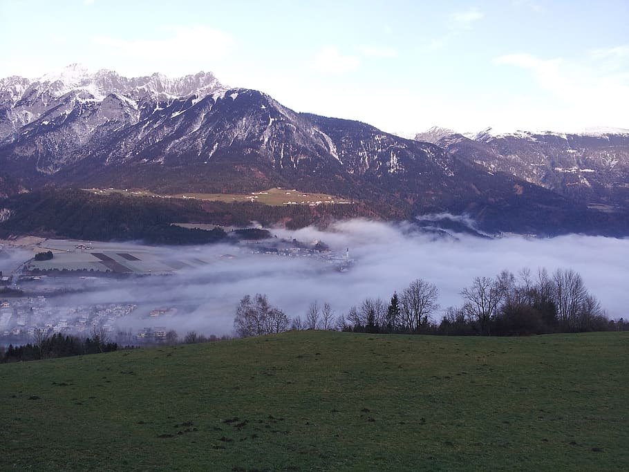 tyrol, inntal valley, austria, alpine, vomp, panorama, mountains, tyrolean alps, nature, clouds