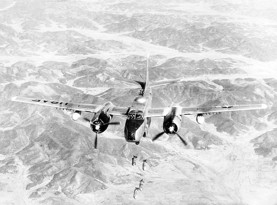 b-26b, penyerbu, 452, korea, perang, USAF, Douglas, B-26B Invader, Pengeboman, Sayap
