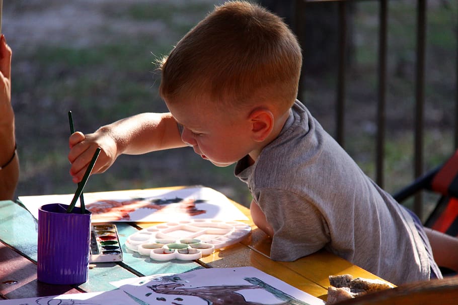 niño pintura, niños, figura, pintura, niño, infancia, una persona, varones, hombres, descendencia