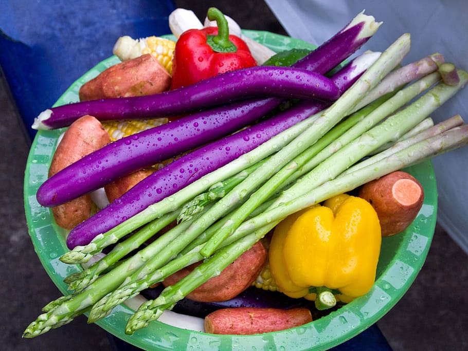 sayur, ungu, kuning, makanan, makanan dan minuman, makan sehat, multi-warna, kesejahteraan, kesegaran, wortel