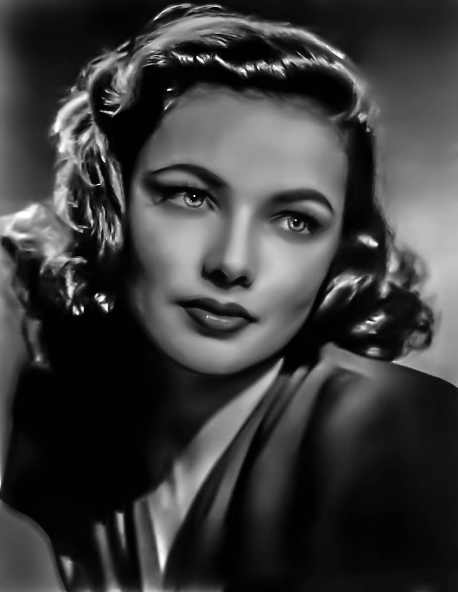 marilyn monroe portrait, gene tierney, vintage female portrait, hollywood actress, portrait, looking at camera, headshot, one person, young adult, beauty
