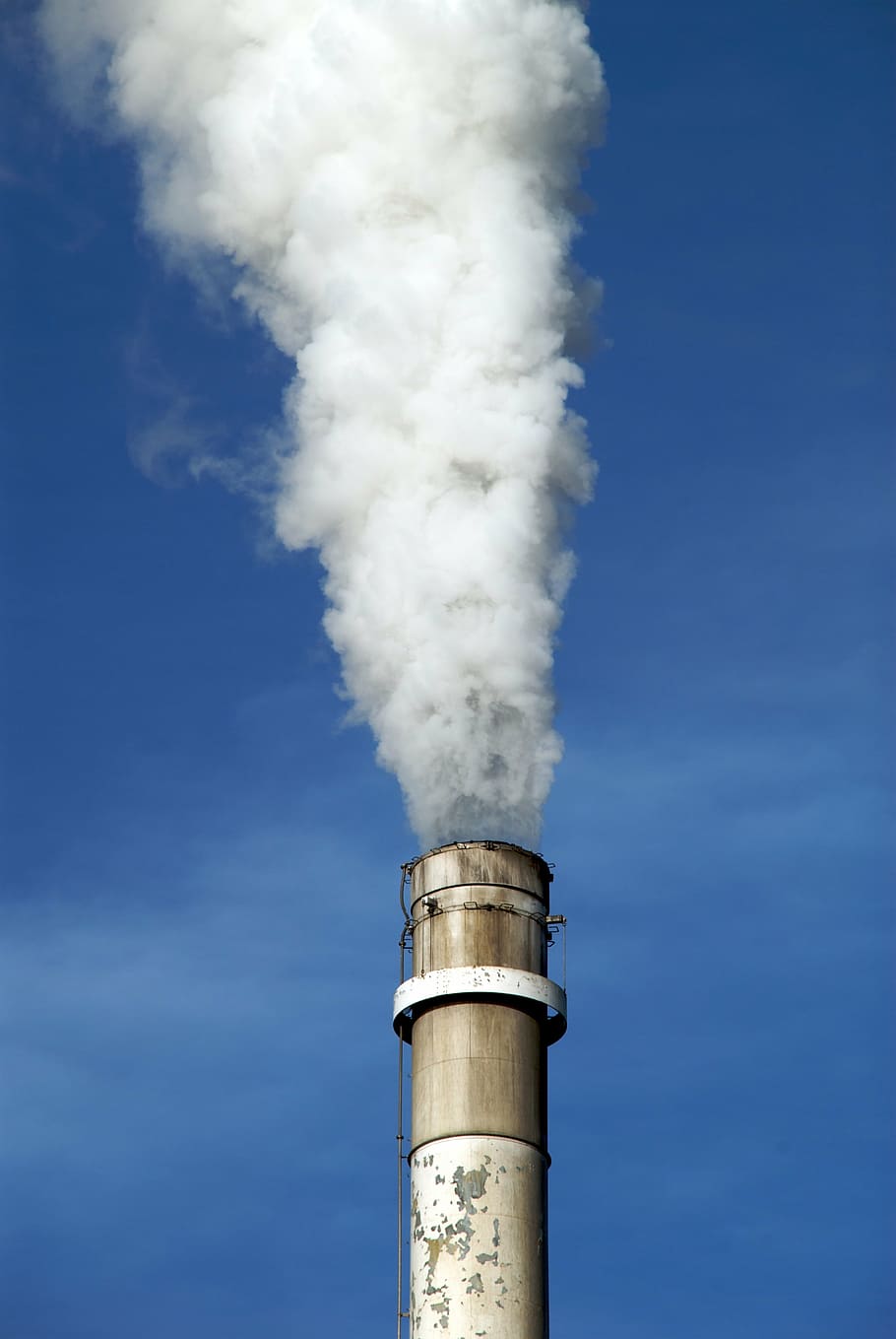 chimney, emitting, smoke, clear, sky, industrial, factory, chemical, pollution, steam