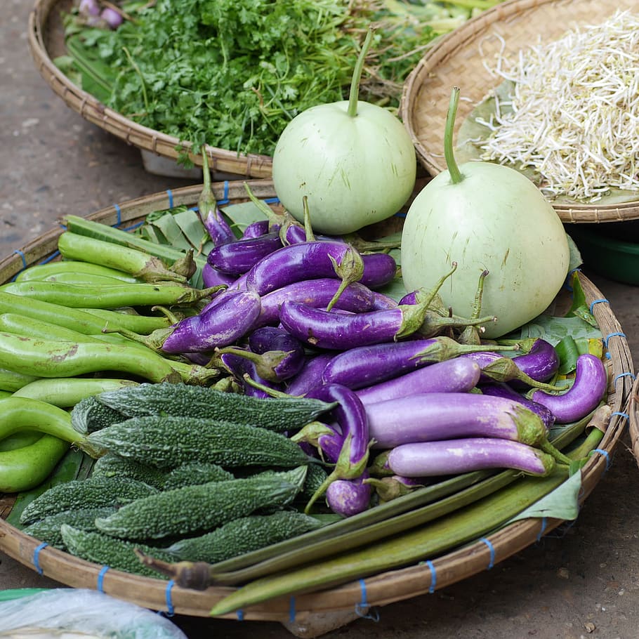 野菜, カボチャ, 市場, 豆, 食品, 収穫, ビルマ, ミャンマー, 食べ物と飲み物, 食べ物
