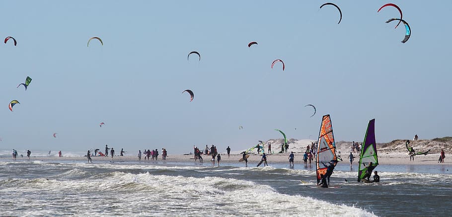 Agua, deportes, kitesurf, windsurf, océano, deportes acuáticos, mar, playa, mosca, hobby