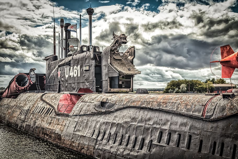 submarino, barco, u barco, mar báltico, abandonado, museo, estilo u461, ruso, puerto, peenemünde