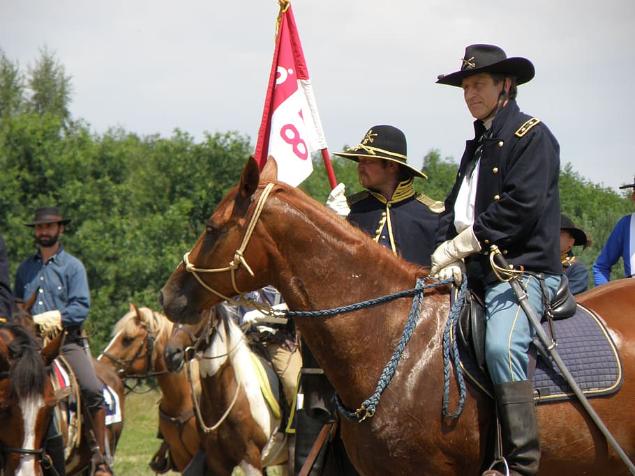 battle re-enactment, cowboy, cavalry, horses, western, wild west, historical costume, vaclav otter, domestic animals, livestock