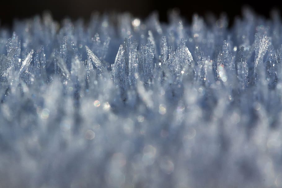 macro photography, white, textile, hoarfrost, macro, cold, winter, frozen, crystals, transparent