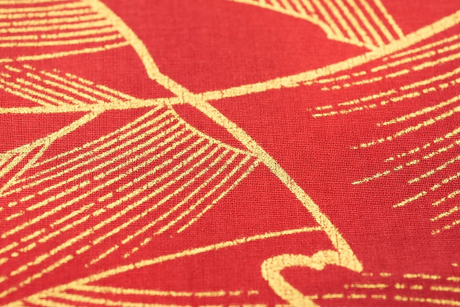 red, gold, fabric, texture, clothing, sewing, materials, macro, crafts, pattern