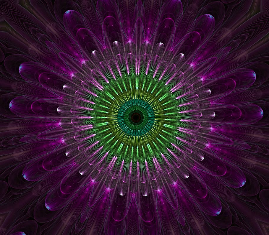 purple, green, mandala, fractal, glass, abstract, digital, art, technology, backgrounds
