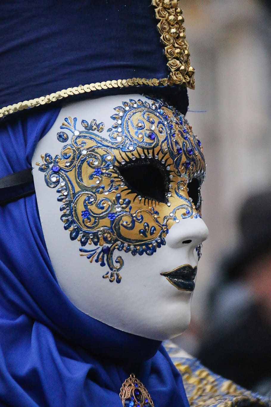 carnival, mask, bruges, portrait, festival, blue, art and craft, human representation, representation, close-up