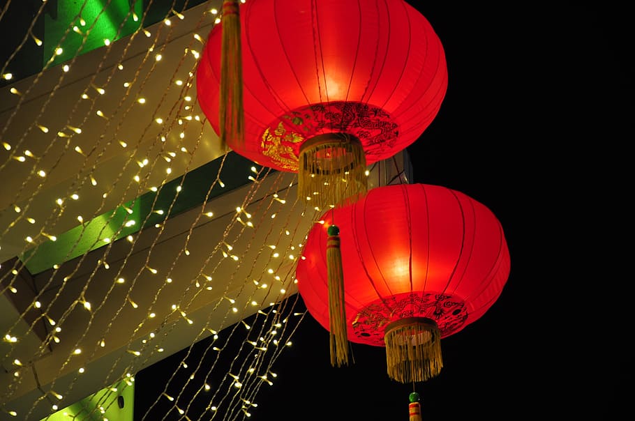 Hong Kong, Lantern, Night, Asia, chinese lantern, hanging, red, chinese lantern festival, celebration, lighting equipment