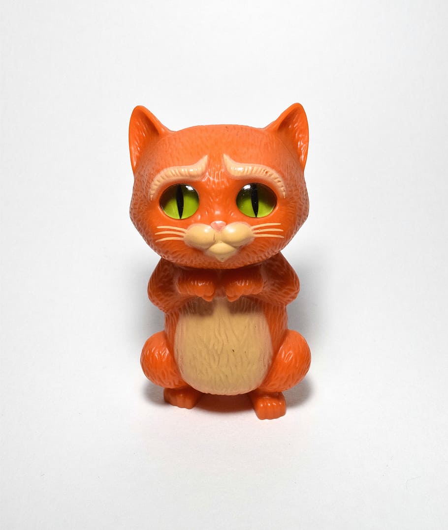 Cat, Kitten, Animal, Cartoon, Character, cartoon, character, toy, cute, orange color, food and drink