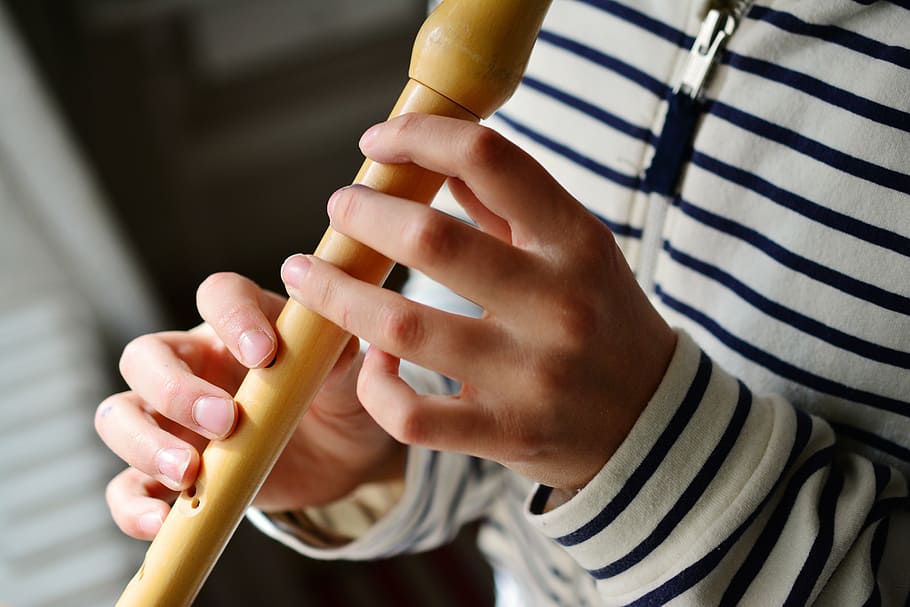 person, playing, wooden, flute, recorder, play the flute, musical instruments, wooden flute, woodwind, music