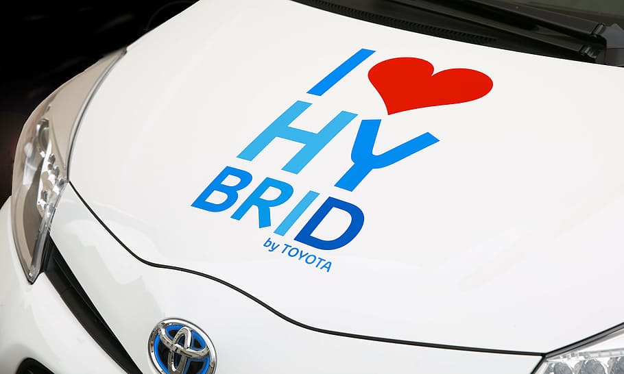 white, toyota, auris, love, hy, brid, text, hood, hybrid, hybrid vehicle
