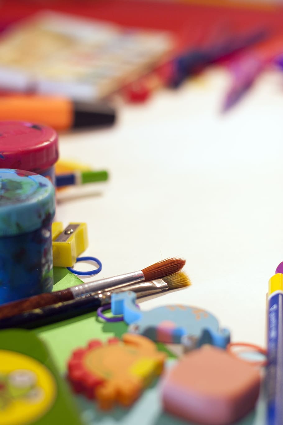 School Supplies, Paintings, Plastic, color, multi Colored, creativity, paintbrush, education, paint, colors