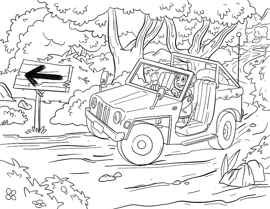 drawing, auto, all terrain vehicle, all-terrain car, offroad, vehicle, jeep, adventure, automotive, expedition