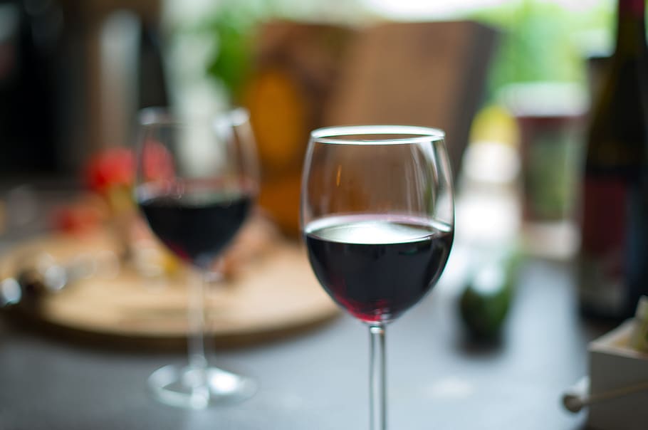 copo de vinho claro, vermelho, vinho, copos, bebida, óculos, vidro, álcool, garrafa, restaurante