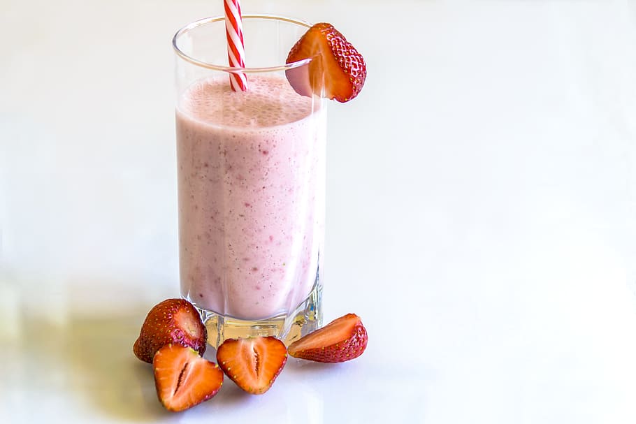 strawberry juice, strawberry smoothie, kefir, the drink, cup, tube, tasty, healthy, fruit, isolated