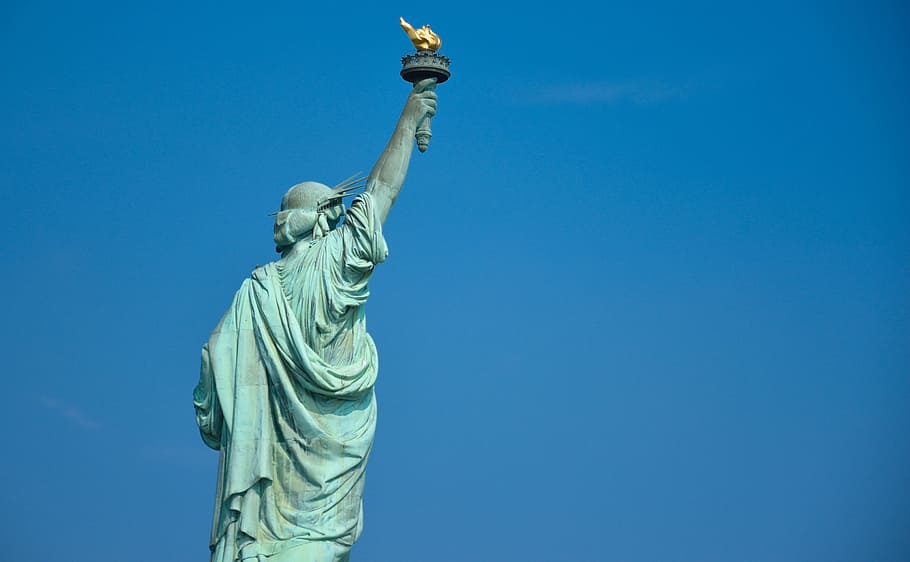 statue of liberty, back, new york, statue, united states, america, usa, liberty island, dom, monument