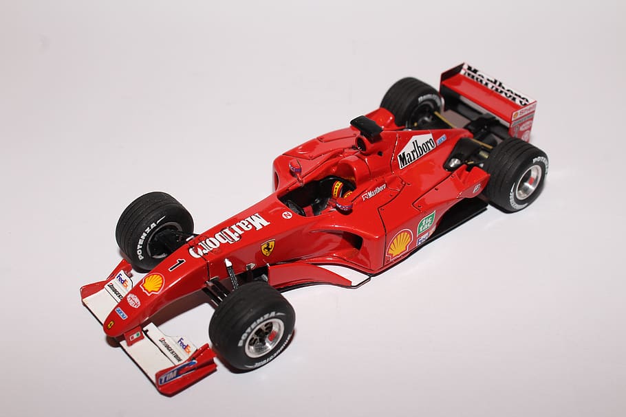 ferrari, car, models, small scale models, f 2001, formula 1, marlboro, red, racing, speed