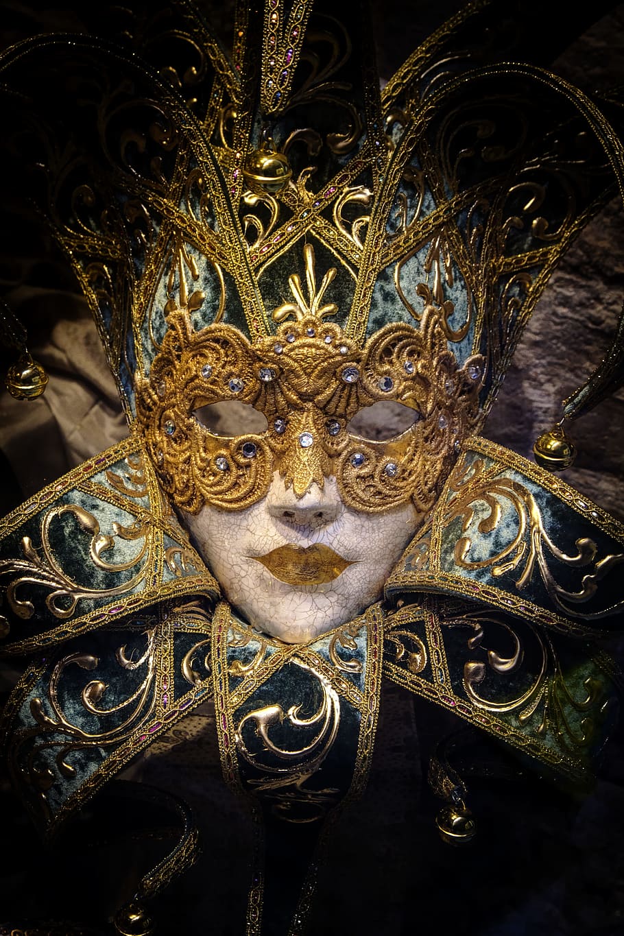 низкая, светлая фотография, золотая маска, венеция, маска, карнавал, венецианский, маскарад, костюм, фестиваль