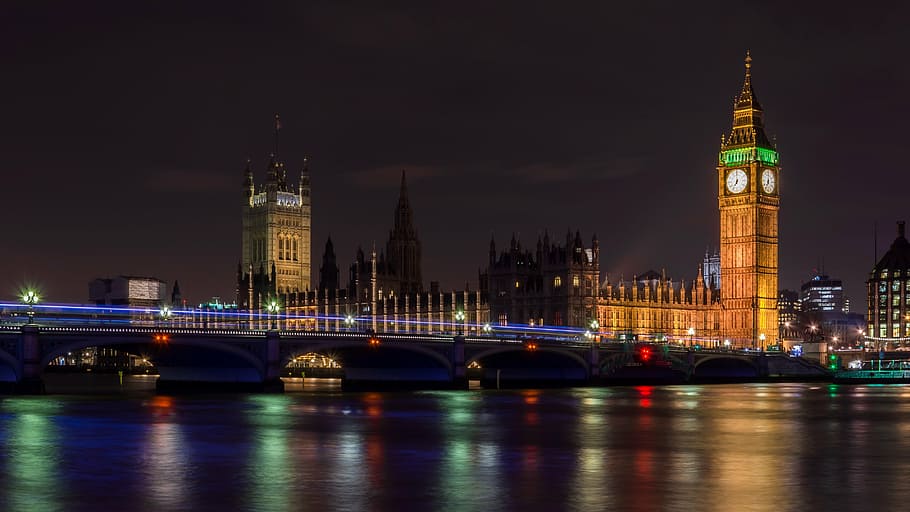 big, ben tower london, night, london bridge, clock, thames, england, landmark, britain, tower