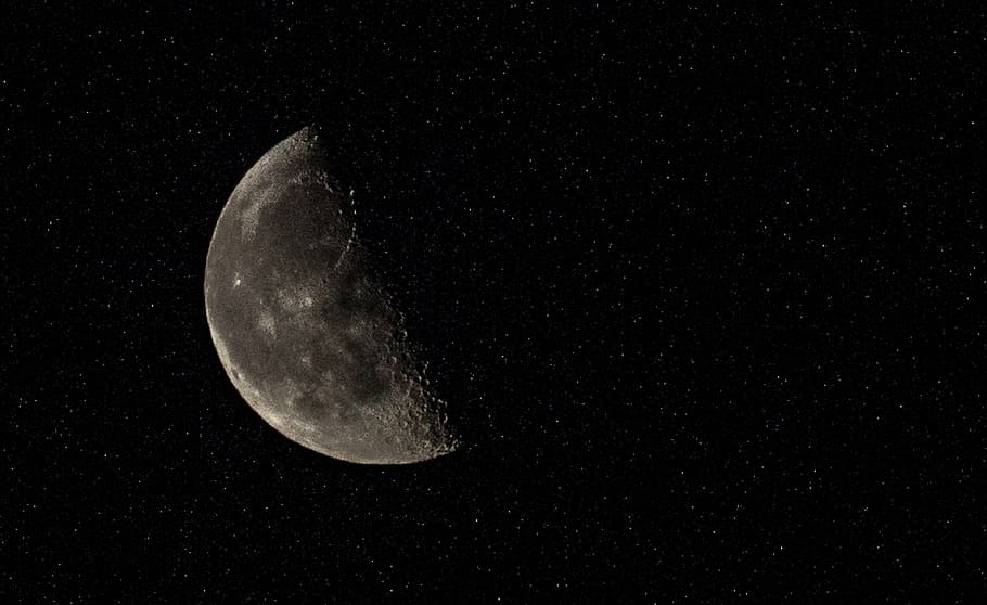 fondo de pantalla de media luna, foto, luna, planeta, espacio, cielo, noche, galaxia, astronomía, superficie lunar