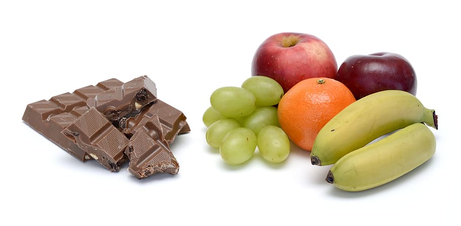 chocolate, assorted-color fruits, fruit, healthy, frisch, food, vitamins, eat, rich in vitamins, attachment