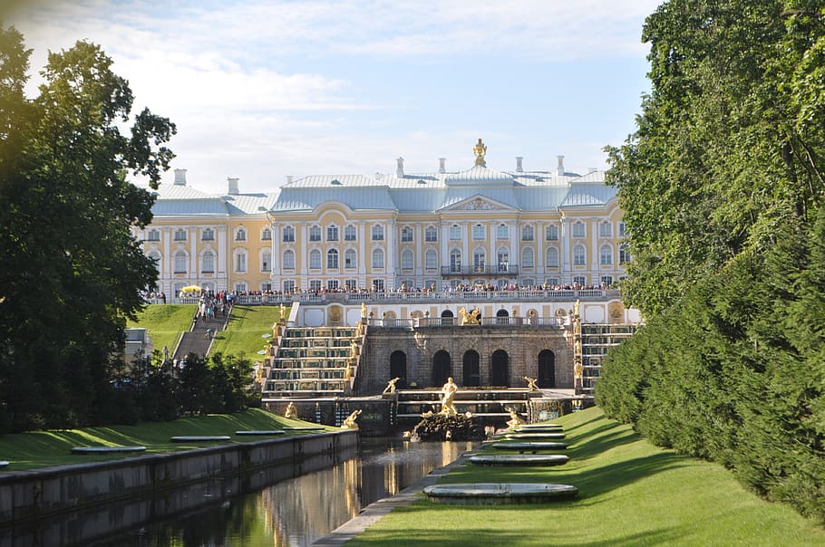 palacio, zar, rusia, arquitectura, estructura construida, exterior del edificio, árbol, planta, naturaleza, cielo