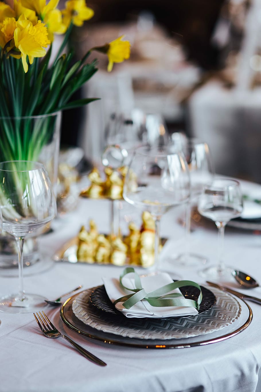 dekorasi meja, emas, motif, Meja, dekorasi, makan siang, makan malam, restoran, gelas, piring