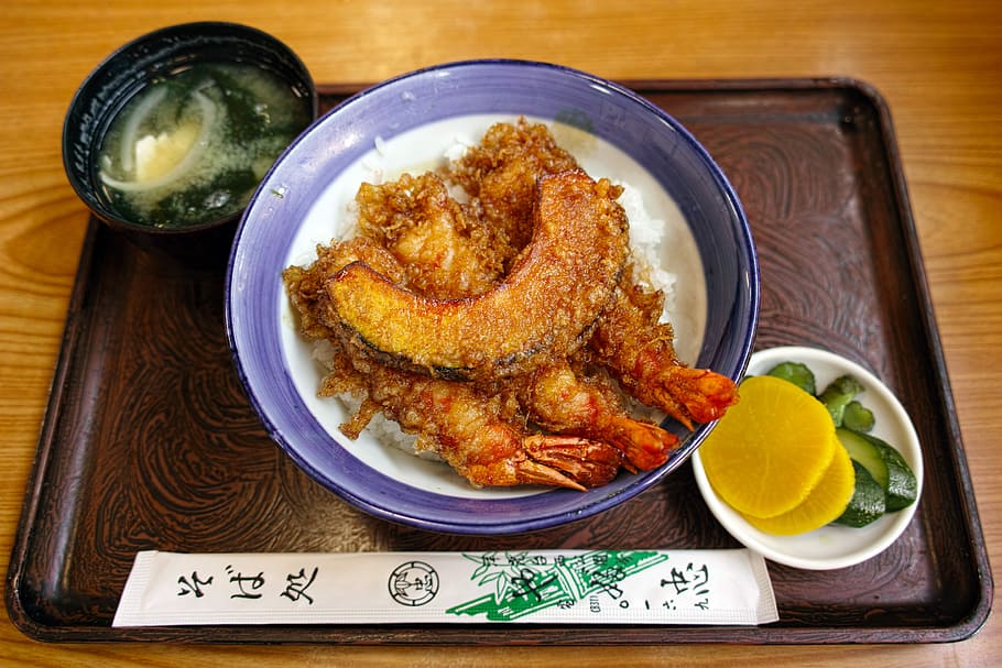 Restoran, Makanan Jepang, makanan, tempura, udang, table d'hote, makanan laut, makanan dan minuman, piring, mangkuk