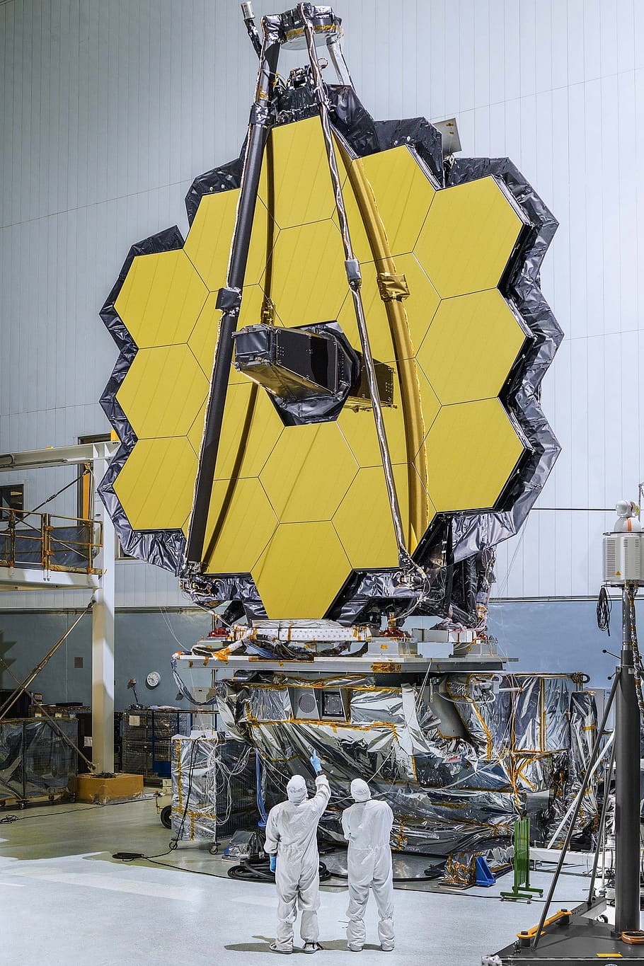 mirror, space telescope, hexagonal mirrors, science, technicians, cosmos, research, observatory, instrument, tool