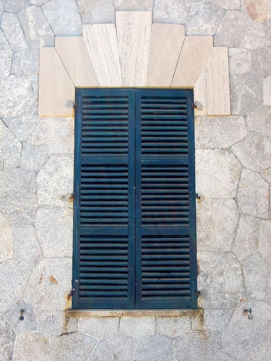 shutter, window, wooden shutters, old, facade, closed, green, architecture, day, built structure