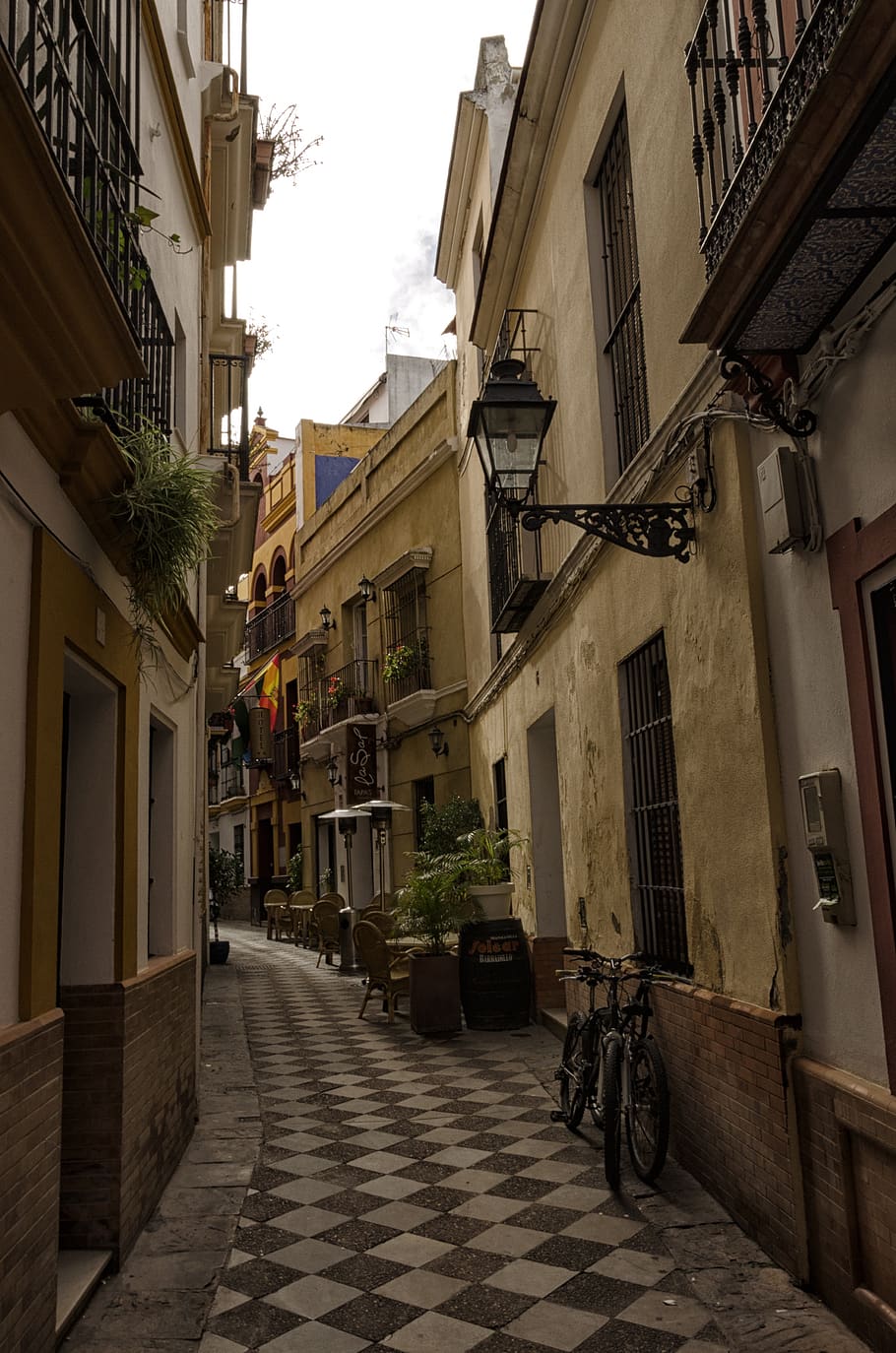 architecture, road, city, house, seville, spain, andalusia, alley, building, urban